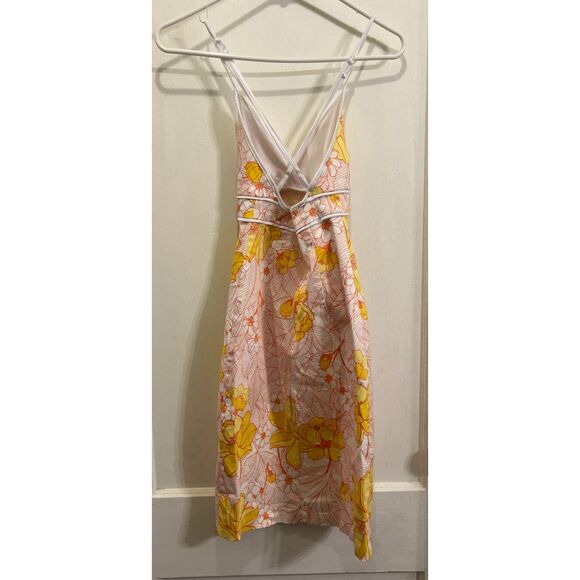 Le Chateau White Yellow Floral Y2K Strappy Mini Dress  Women's Size XS - Picture 7 of 10